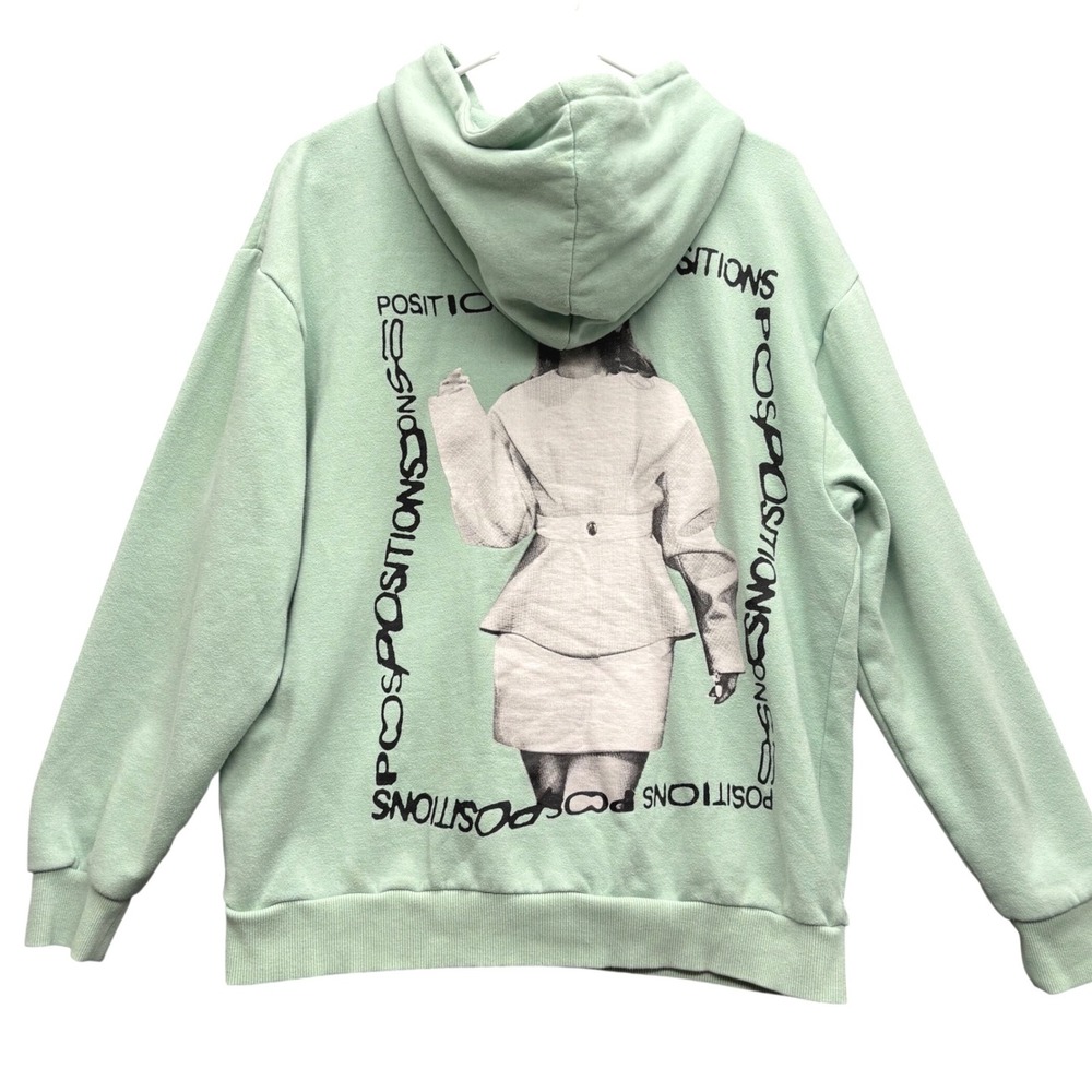 Ariana Grande Positions Tour Concert Hoodie Sweatshirt Pastel Mint Green Size M